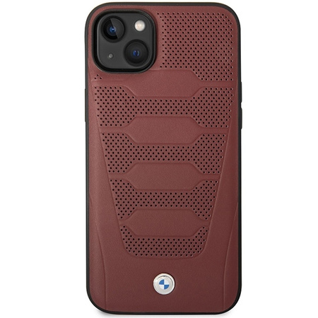 Original Case IPHONE 14 BMW Leather Seats Pattern MagSafe (BMHCP14S22RPSR) burgundy