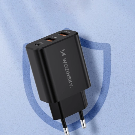 Ładowarka sieciowa Wozinsky CWCUCB 30W USB-C / 2 x USB-A - czarny