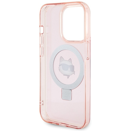 Karl Lagerfeld KLHMP15LHMRSCHP iPhone 15 Pro 6.1&quot; pink/pink hardcase Ring Stand Choupette Head MagSafe