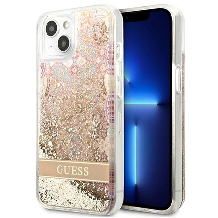 Guess GUHCP13SLFLSD iPhone 13 mini 5.4 &quot;Gold / Gold Hardcase Paisley Liquid Glitter