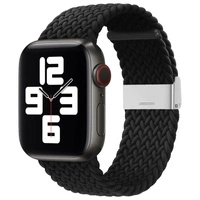 Pleciony materiałowy pasek bransoletka Strap Fabric opaska do Apple Watch 38 / 40 / 41 mm - czarny