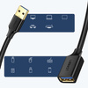 Ugreen kabel przewód przedłużacz przejściówka USB 3.0 (żeński) - USB 3.0 (męski) 1m czarny (10368)