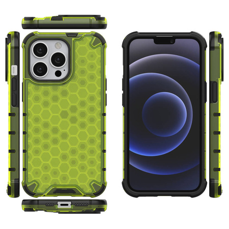 Honeycomb etui pancerny pokrowiec z żelową ramką iPhone 13 Pro zielony