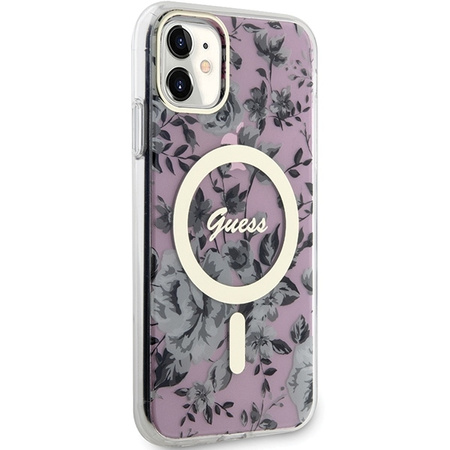 Guess GUHMN61HCFWSP iPhone 11 / Xr 6.1" pink/pink hardcase Flower MagSafe