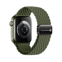 FORCELL F-DESIGN FA02 pasek magnetyczny nylonowy do APPLE Watch 42 / 44 / 45 / 49 mm ciemny oliwkowy