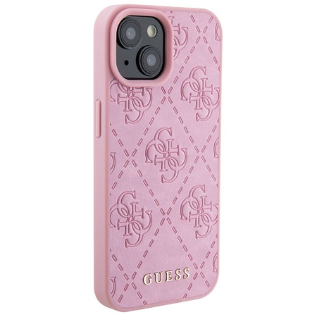 Guess GUHCP15SP4EPMP iPhone 15 6,1&quot; rosa/rosa Hardcase Leder 4G gestempelt