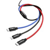 Baseus Three Primary Colors kabel 3w1 USB - micro USB / Lightning / USB-C w nylonowym oplocie 3.5A 1,2M czarny (CAMLT-BSY01)