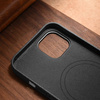 iCarer Litchi Premium Leather Case iPhone 14 Magnetic Leather Case with MagSafe Black (WMI14220709-BK)