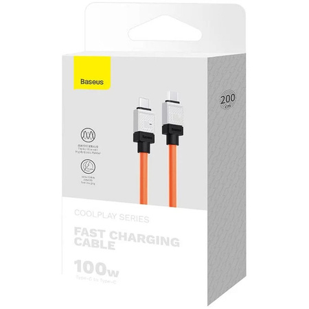 Baseus kabel CoolPlay USB-C - USB-C 2m 100W pomarańczowy