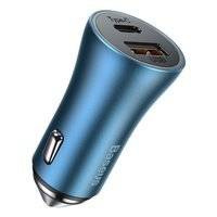 Baseus Golden Contactor Pro Dual Quick Charger Car Charger U+C 40W Blue