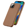 Dux Ducis Grit Leather Case for iPhone 14 Elegant Faux Leather Cover (MagSafe Compatible) Brown