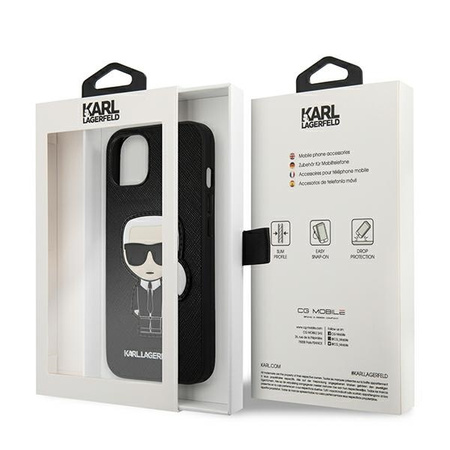 Karl Lagerfeld KLHCP13SOKPK iPhone 13 mini 5,4" czarny/black hardcase Saffiano Ikonik Karl`s Patch