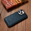 iCarer Leather Oil Wax case covered with natural leather for iPhone 14 Pro blue (WMI14220718-BU)