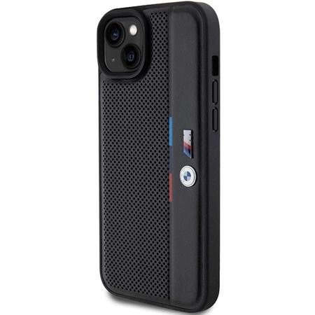 BMW Perforierte Tricolor Line Hülle für iPhone 15 / 14 / 13 – Schwarz