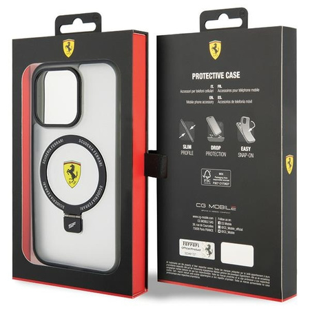 Ferrari FEHMP15LUSCAH iPhone 15 Pro 6,1&quot; transparentes Hardcase Ring Stand 2023 Collection MagSafe