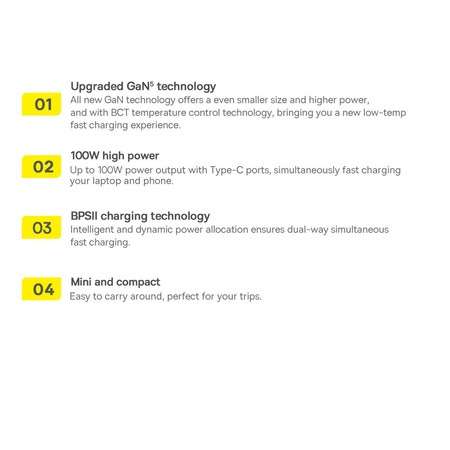 Baseus GaN5 Pro Fast Universal GaN USB Ladegerät Typ C / USB 100W PD3.0, QC4.0+, AFC weiß (CCGP090201)