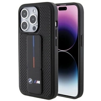 Etui BMW Grip Stand Smooth & Perforated na iPhone 15 Pro - czarne