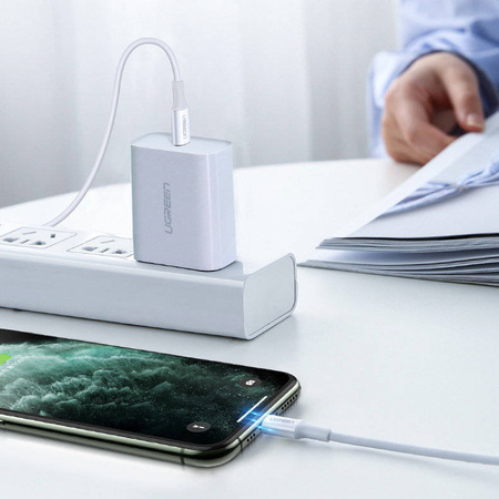 Ugreen kabel przewód USB Typ C - Lightning 3A 0,25 m biały (US171)