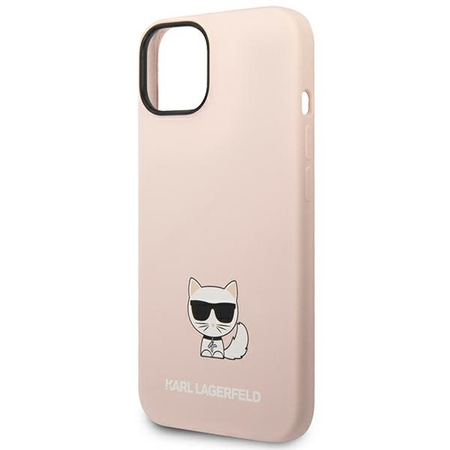 Original Handyhülle IPHONE 14 PLUS Karl Lagerfeld Hardcase Silicone Choupette Body (KLHCP14MSLCTPI) hell-pink