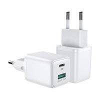 Joyroom ładowarka sieciowa (wtyczka EU) USB / USB Typ C 30W Power Delivery QuickCharge 3.0 AFC FCP biała (L-QP303)