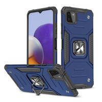 Wozinsky Ring Armor Case Kickstand Tough Rugged Cover for Samsung Galaxy A22 4G blue