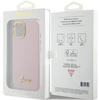 Guess Silicone Script Metal Logo &amp; Frame case for iPhone 15 - pink