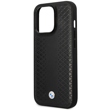 Original Case IPHONE 14 PRO BMW Leather Diamond Pattern MagSafe (BMHMP14L22RFGK) black