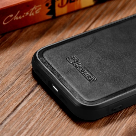 iCarer Leather Oil Wax Genuine Leather Case for iPhone 14 (MagSafe Compatible) Black (WMI14220717-BK)