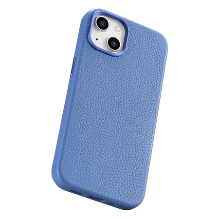 iCarer Litchi Premium Leather Case iPhone 14 Magnetic Leather Case with MagSafe light blue (WMI14220709-LB)