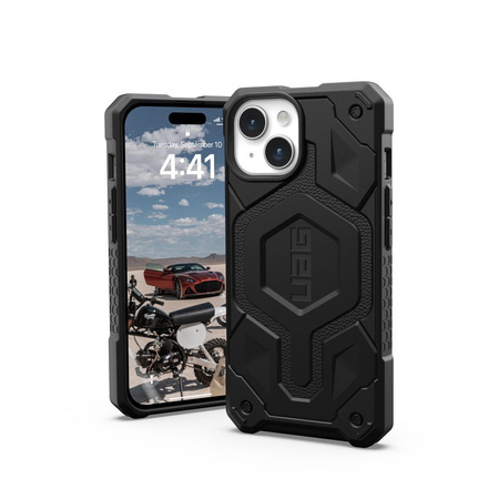 UAG Monarch Pro - Schutzhülle für iPhone 15 kompatibel mit MagSafe (Kevlar schwarz)