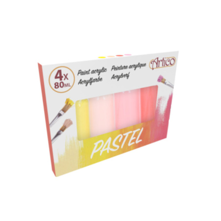 Artico - Zestaw farb pastelowych akrylowych w tubkach 80 ml 4 kolory (Zestaw 1)