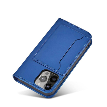 Magnet Card Case for iPhone 13 Pro cover card wallet card stand blue