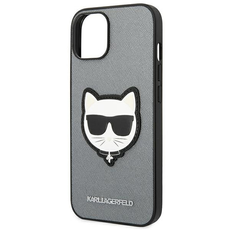 Karl Lagerfeld Saffiano Choupette Head Patch Case – Etui iPhone 14 Plus (srebrny)