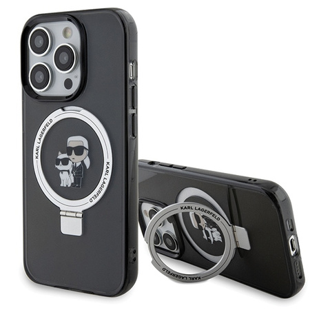 Karl Lagerfeld KLHMP13LHMRSKCK iPhone 13 Pro 6.1&quot; black/black hardcase Ring Stand Karl&amp;Choupette MagSafe