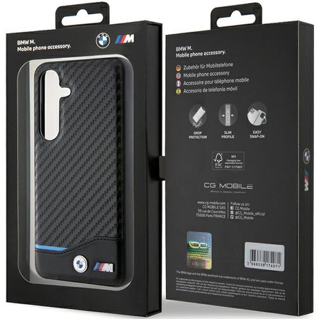 Etui BMW Leather Carbon na Samsung Galaxy S24 - czarne