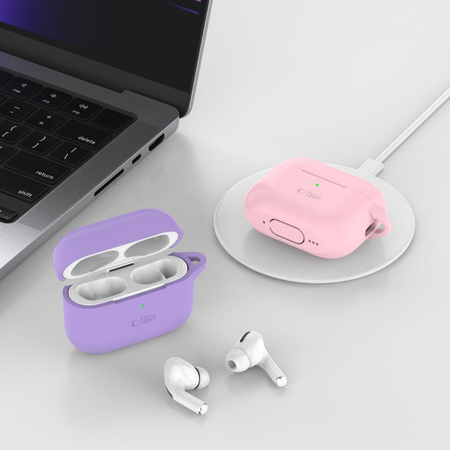 Etui Tech-Protect Silicone Hook na Apple AirPods Pro 1 / 2 - beżowe