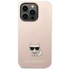 Original Handyhülle IPHONE 14 PRO Karl Lagerfeld Hardcase Silicone Choupette Body hell-pink