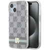 DKNY DKHMP15SHCPTSE iPhone 15 / 14 / 13 6.1" beżowy/beige hardcase IML Checkered Mono Pattern & Printed Stripes MagSafe