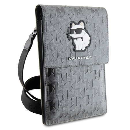 Torebka Karl Lagerfeld Saffiano Monogram Choupette (KLWBSAKHPCG) srebrne