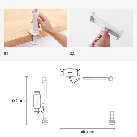 Baseus Otaku life rotary adjustment lazy holder Pro（Applicable for phone/ ipad) Silver