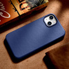 iCarer Case Leather Genuine Leather Case Cover for iPhone 14 Blue (WMI14220705-BU) (MagSafe Compatible)