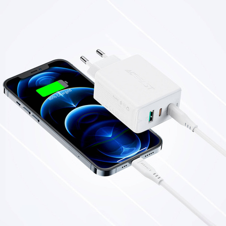 Acefast 2in1 charger 2x USB Type C / USB 65W, PD, QC 3.0, AFC, FCP (set with cable) white (A13 white)