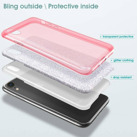 Etui HUAWEI P40 LITE E Brokat Glitter jasny róż