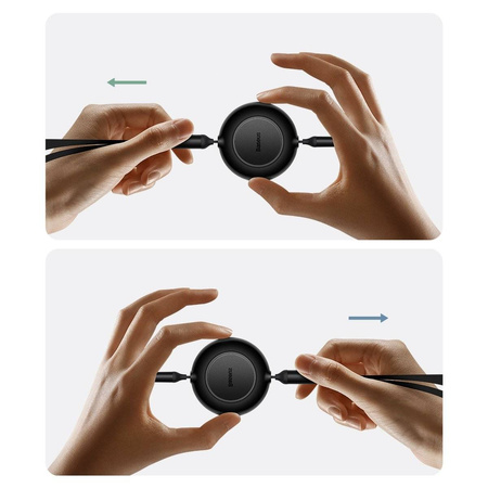 Baseus Bright Mirror 2 retractable cable 3in1 USB Type A - micro USB + Lightning + USB Type C 66W 1.1m black (CAMJ010101)