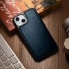 iCarer Leather Oil Wax case covered with natural leather for iPhone 14 Plus blue (WMI14220719-BU)