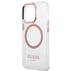 Oryginalne Etui IPHONE 13 PRO Guess Hard Case Metal Outline Magsafe (GUHMP13LHTRMP) różowe