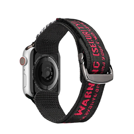 Dux Ducis Strap (Outdoor Version) Armband für Apple Watch Ultra, SE, 8, 7, 6, 5, 4, 3, 2, 1 (49, 45, 44, 42 mm) Nylonband Armband schwarz und rot