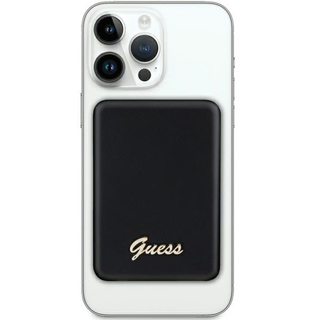 Guess powerbank indukcyjny 15W GUPBM5ALGSGK 5000mAh czarny MagSafe Metal Script Logo