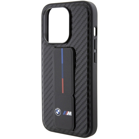 BMW Grip Stand Smooth & Carbon case for iPhone 15 Pro - black