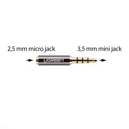 Ugreen adapter przejściówka z 2,5 mm (żeński) micro jack na 3,5 mm mini jack (męski) czarny (20502)